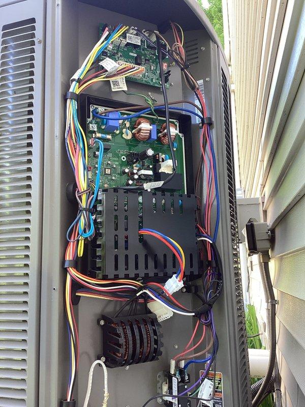 Completed seasonal AC tune-up on residential air conditioning system per maintenance agreement. Performed full routine preventive maintenance including system inspection, component testing, and operational verification. Documented equipment make, model, and serial number information with clear photographs of unit identification plates and internal control boards. System operating within normal parameters with no deficiencies noted at time of service.