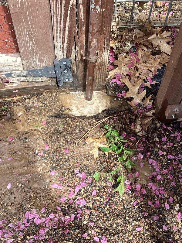 Responded to outdoor spigot leaking at the base near chicken coop area. Upon inspection, identified underground leak at spigot connection point. Documented existing conditions with photographs showing weathered fixture and surrounding area. Provided repair estimate to customer and submitted parts order form for necessary replacement components to address the underground leak.