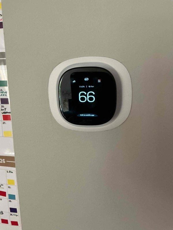 Responded to no heat call where Ecobee thermostat was not communicating with furnace despite displaying system as running. Verified all thermostat wiring connections at both the wall unit and furnace terminal board were secure and properly landed. Performed factory reset on Ecobee thermostat to restore communication protocol. Cycled heating and cooling modes to confirm proper system operation and verified equipment responded correctly to thermostat commands.
