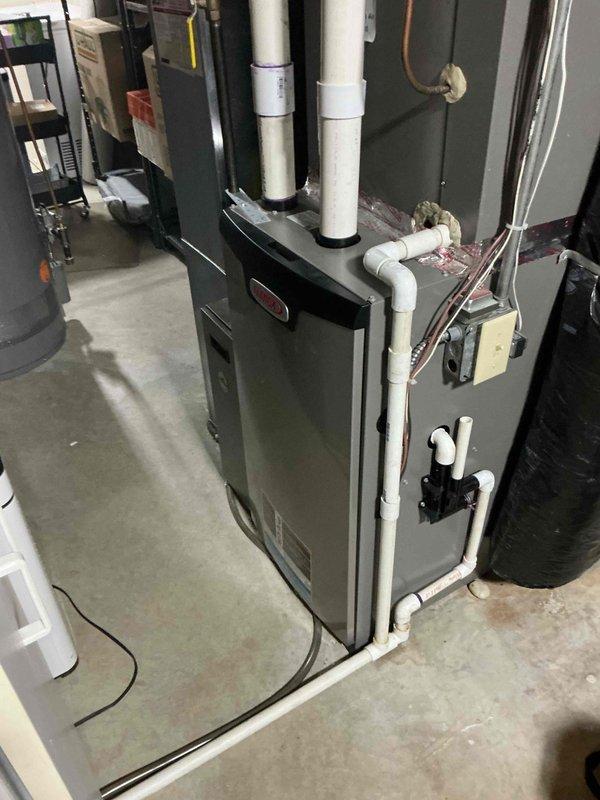 Responded to no heat call where Ecobee thermostat was not communicating with furnace despite displaying system as running. Verified all thermostat wiring connections at both the wall unit and furnace terminal board were secure and properly landed. Performed factory reset on Ecobee thermostat to restore communication protocol. Cycled heating and cooling modes to confirm proper system operation and verified equipment responded correctly to thermostat commands.