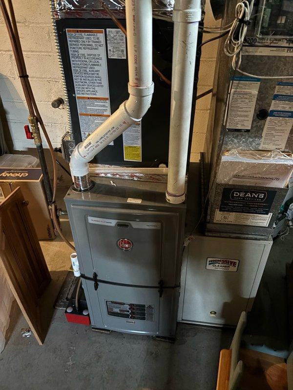 Responded to a water leak emergency caused by a frozen and damaged frost-free outside faucet. Upon arrival, located the backyard spigot connection in the basement where active leaking from the faucet body was observed when the valve was opened. Removed the failed frost-free faucet and installed a new replacement unit, utilizing press connections to secure the new fixture to the existing copper water line. Restored water supply and conducted a thorough leak test by running water through the system for several minutes. Verified all connections were watertight with no signs of leakage at the faucet body or press fittings. Completed exterior sealing around the faucet penetration, cleaned the work area, and left the new frost-free faucet fully operational and in service.