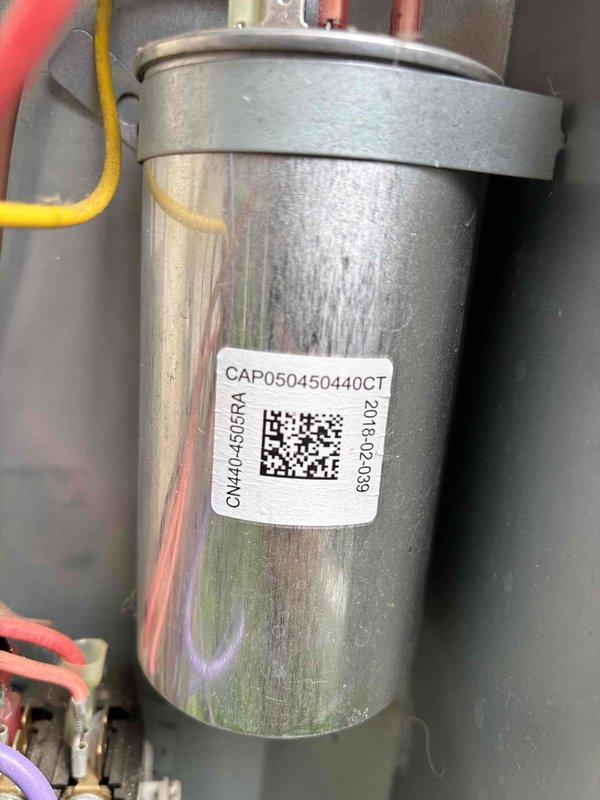 Completed annual cooling maintenance on 8-year-old system with one air handler and one condenser utilizing R-410A refrigerant. Performed comprehensive inspection of all major components including thermostat operation, temperature differential across coil, condenser unit, evaporator and condenser coils, blower motor, capacitor, compressor operation, refrigerant charge levels, and condensate drain system. Replaced 14x25x1 air filter from truck stock. All systems tested and verified operating within normal parameters at time of service completion with ambient temperature of 63 degrees.