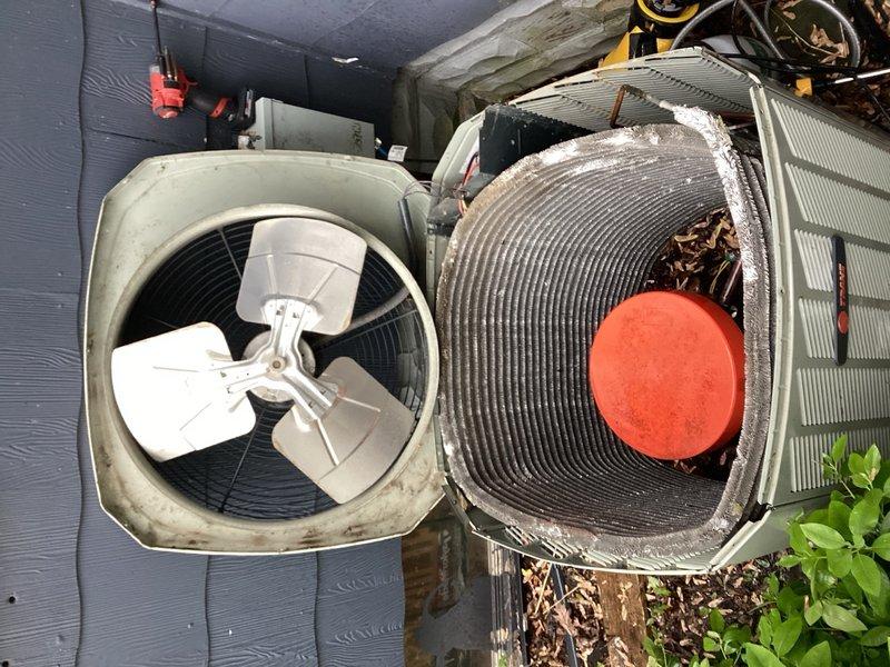 Completed annual AC tune-up on 10-year-old system experiencing reduced cooling performance. Replaced heavily soiled air filter and verified evaporator coil was clean with proper drainage. Inspected blower assembly and confirmed proper airflow settings for cooling mode. 

Performed comprehensive outdoor unit inspection and found condenser fan motor bearing beginning to stiffen, indicating early wear. Verified all electrical connections and readings within manufacturer specifications. Removed top panel and thoroughly cleaned heavily soiled condenser coil to restore heat transfer efficiency.

Discovered all basement supply vents fully open, causing improper air distribution. Closed downstairs vents to redirect airflow to upper levels, resulting in significantly improved airflow at all upstairs registers. Advised opening basement vents during heating season and closing during cooling season for optimal system performance.

Conducted operational test with 15-minute runtime. System achieved 