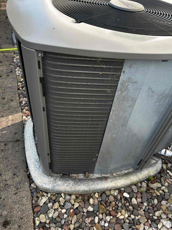 Completed annual air conditioning maintenance and tuneup on residential HVAC system. Tested air conditioner operation and confirmed proper temperature differential across the evaporator coil. Replaced furnace filter and flushed condensate drain line to ensure proper drainage. Performed exterior condenser unit inspection, cleaning condenser coils by washing accumulated debris and dirt from fins. All components tested and found operating within normal parameters with no deficiencies noted.