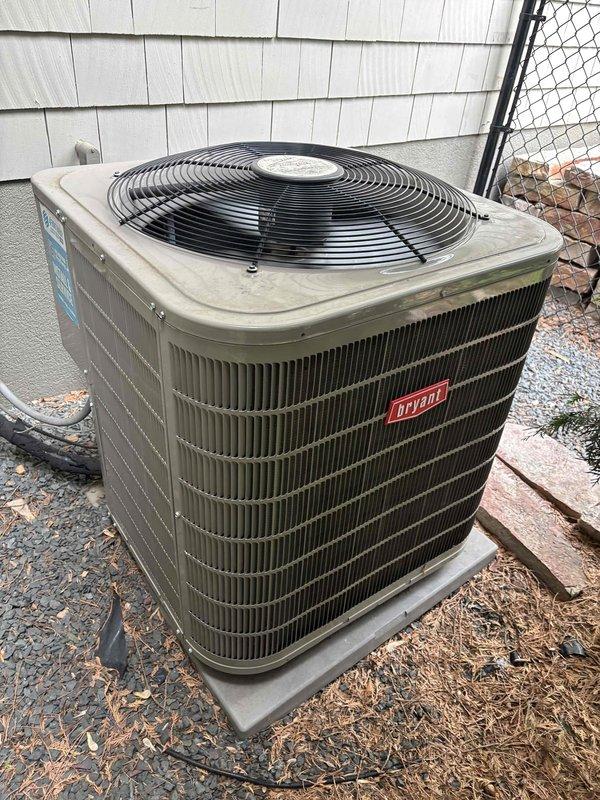 Completed annual cooling maintenance on three residential AC systems (Lennox and two Bryant units) utilizing R-410A refrigerant with outside ambient temperature at 76°F. Performed comprehensive inspection and testing on all three condensers including filters, thermostats, temperature differential measurements, condenser coils, motors, capacitors, compressors, refrigerant levels, and condensate drains. Deactivated humidifier system for summer operation. 

Identified three maintenance concerns requiring attention: Lennox unit capacitor (80+10 MFD) testing below specification and recommended replacement; Bryant secondary main floor unit showing indicators of potential refrigerant loss and recommended dye test with refrigerant charge; Bryant master bedroom unit exhibiting elevated amperage draw on fan motor and recommended motor replacement. Provided detailed estimates for all recommended repairs. Homeowner elected to defer all recommended repairs at this time and will monitor system perfo