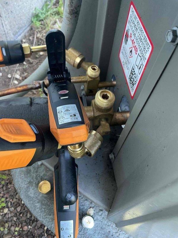 Responded to a no cool call on a newly installed Lennox air conditioning system. Upon arrival, discovered service valves on the condenser unit were in the closed position, causing the unit to cycle on high pressure. Opened both liquid and suction line service valves and monitored system operation for approximately 20 minutes to verify proper function. Confirmed system pressures returned to normal range, indoor temperature began decreasing as expected, and unit operated quietly without abnormal sounds or cycling issues. System restored to full operational status.