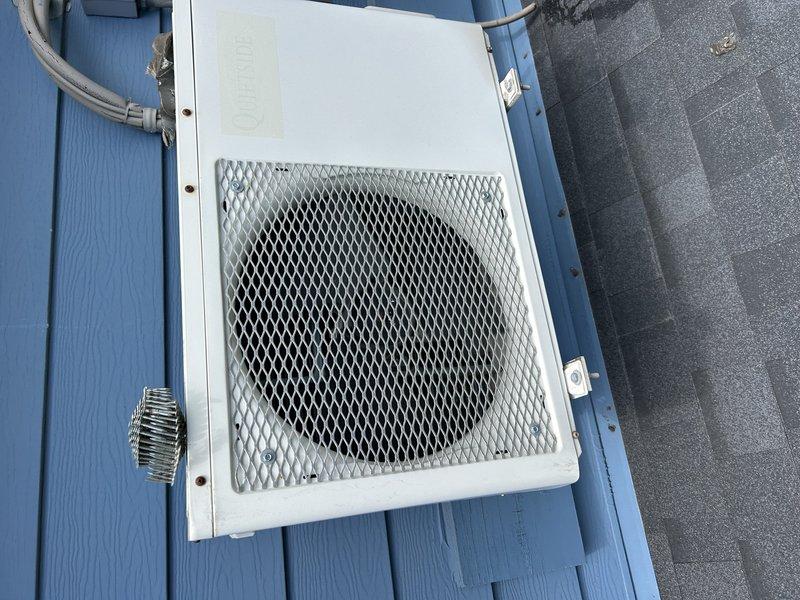Responded to no cooling complaint on mini split system with water leaking onto floor. Diagnosed plugged condensate drain line causing water overflow and system malfunction. Successfully cleared drain line obstruction, restoring proper drainage and cooling operation.