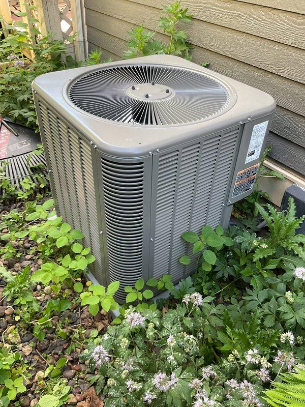 Responded to no-cool call on recently installed air conditioning system. Upon inspection, discovered low voltage control wiring had been severed near landscaping, likely damaged during bush trimming. The control wire routing extended from the window around the exterior of the home, under the deck, and past shrubbery in a suboptimal configuration. Repaired the damaged wire by splicing at the break point, restored power to the system, and confirmed proper operation of the air conditioning unit.