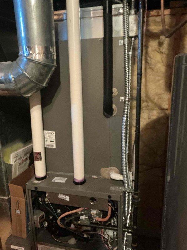 Responded to a no cool call on a 12-year-old Lennox air conditioning system. Upon inspection, diagnosed the unit as low on R410A refrigerant by approximately 5 pounds, indicating a leak in the system. Discussed repair options with the homeowner, who requested a service advisor consultation to review replacement alternatives. Provided detailed repair options via email for homeowner consideration.