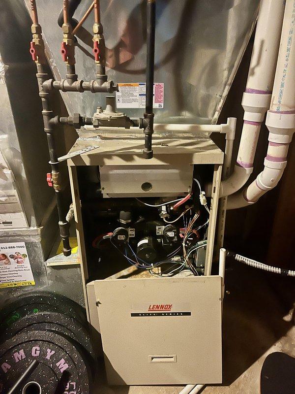 Responded to no cooling complaint on 6-year-old Lennox air conditioning system. Upon arrival, confirmed unit was not cooling adequately despite homeowner replacing air filter. Performed diagnostic evaluation and identified failed capacitor as root cause of cooling failure. Replaced defective capacitor with new component. Conducted comprehensive system check of all HVAC components including blower motor, control board, electrical connections, and refrigerant charge. Verified all components operating within manufacturer specifications and refrigerant levels appropriate. Tested system operation and confirmed air conditioning restored to full functionality with proper cooling performance. Recommended enrollment in regular preventative maintenance program to minimize future equipment failures and extend system lifespan.