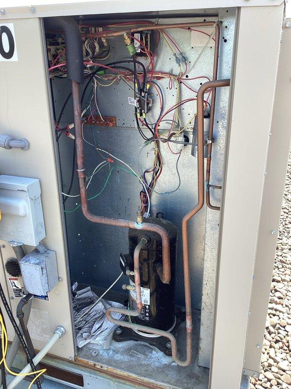 Responded to no cooling complaint with offices at 81 degrees. Inspected seven rooftop units and found four units down. Diagnosed Unit 32 requiring condenser fan motor replacement and placed parts order. Identified communication issues between thermostats and remaining affected units, potentially related to economizer controls. Additional troubleshooting needed on units with suspected mechanical failures, as complete diagnosis requires further commercial equipment expertise.