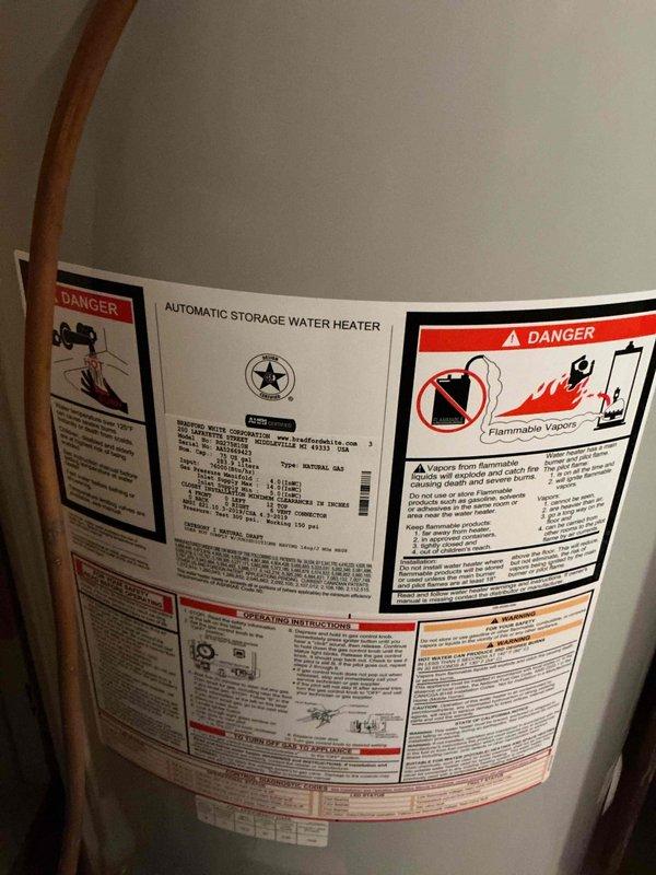 Responded to no hot water call and diagnosed 26-year-old 75-gallon natural gas power vent water heater that would not fire. Provided customer with repair versus replacement options, including estimates for conventional tanked water heater replacement and tankless water heater installation.