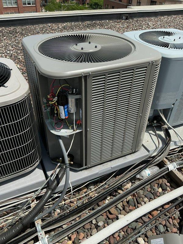Responded to no cooling call on 10-month-old Lennox rooftop unit originally installed by our company. Upon arrival, confirmed unit had lost power to the rooftop condenser. Customer had reset the breaker prior to service call, restoring power to the system. Verified unit operation with temperature measurements showing proper system performance with a 20+ degree temperature split across the evaporator coil, indicating adequate cooling capacity. Advised customer of potential breaker issue and recommended monitoring system for any future power interruptions.