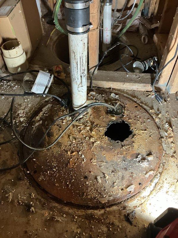Responded to non-operational sewage ejector pump in basement. Upon inspection, verified electrical power supply to unit was functioning properly. Diagnosed faulty float switch as root cause after testing pump motor by bypassing float mechanism and connecting directly to power outlet, which confirmed pump motor operated correctly. Removed defective float switch assembly and installed new replacement float switch. Tested system operation to ensure proper automatic activation and pump cycling. System restored to full working order.