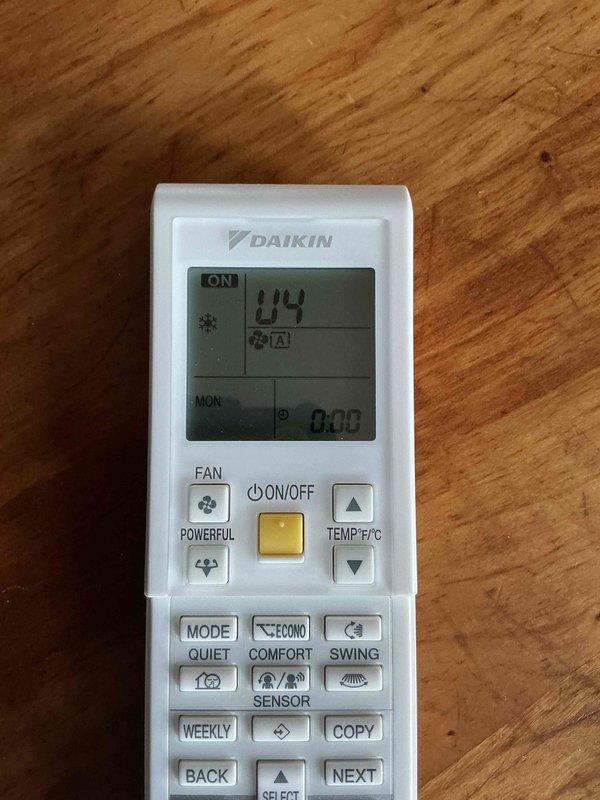 Responded to no cooling complaint on Daikin mini-split system with three indoor head units installed in 2021. Diagnosed two non-functioning zones: first unit had severely plugged air filters restricting airflow, which were cleaned to restore operation; second unit had failed PCB requiring replacement part to be ordered. Documented electrical panel configuration and remote control settings, verified one head unit operating properly, and advised unit manager of necessary PCB replacement to complete repairs on remaining non-functional zone.