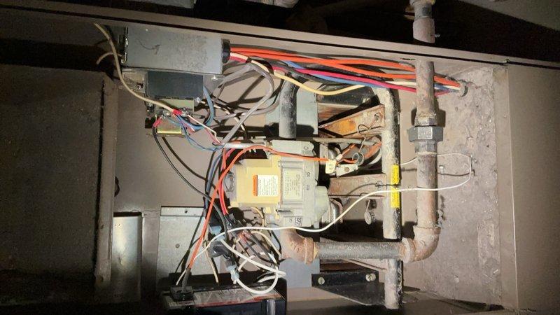 Responded to service call for chemical odor resembling paint thinner in residence. Conducted thorough inspection of furnace system and evaporator coils, finding no evidence of refrigerant leaks or foreign objects lodged in blower wheel assembly. All HVAC components operating within normal parameters with no visible signs of damage or malfunction. Recommended plumbing inspection of floor drain line and sump pump as potential source of odor, as HVAC system ruled out as cause.