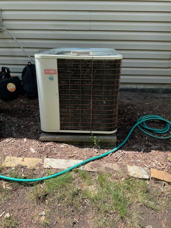 Responded to no cooling complaint on 28-year-old Carrier air conditioning system. Upon inspection, discovered refrigerant charge was extremely low, indicating a leak in the system. Discussed leak search and repair options with customer, who decided to pursue replacement rather than repair given the age of the unit. Performed inspection of indoor furnace unit, which is significantly newer, and found no additional issues requiring immediate attention at this time.