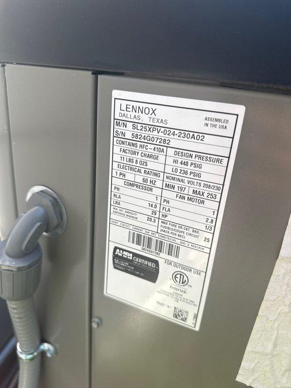 Responded to no cooling complaint on a 1-year-old Lennox SL25XPV-024-230A02 system. Upon arrival, customer reported receiving a communication error code that prevented system operation. Performed membership maintenance inspection and found system operating normally with no active fault codes present. Verified proper cooling operation, checked refrigerant charge (HFC-410A), inspected electrical connections, and confirmed all components functioning within manufacturer specifications. Unit appeared clean with no visible issues at outdoor condensing unit. Advised customer to monitor system performance and contact for service if communication errors recur, as intermittent communication faults may require further diagnostic work to identify root cause.