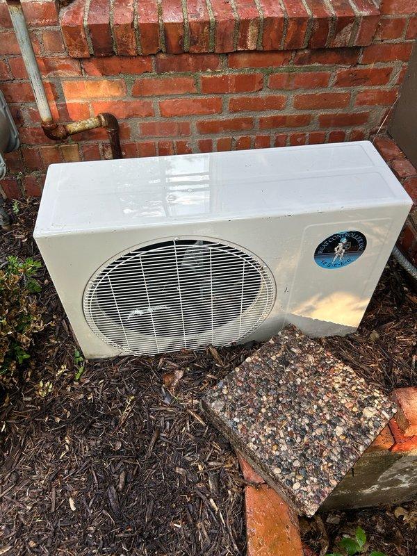 Completed comprehensive AC tune-up and preventative maintenance on mini split system. Performed full system inspection including thermostat operation, filter condition, blower assembly, outdoor coil, electrical components, contactor, capacitor, condensate drain, refrigerant operation, and temperature split measurements. All readings were within normal parameters with no mechanical issues or safety concerns identified. System confirmed operating properly with adequate cooling performance. Recommended continued seasonal maintenance to maintain efficiency and monitor component wear as equipment ages.