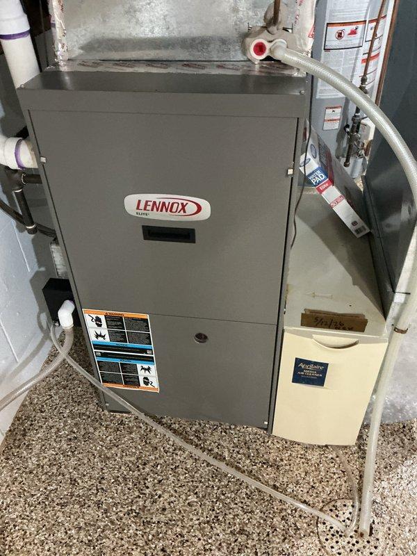 Responded to service call for corroded union fitting on top of recently installed A.O. Smith water heater. Upon inspection, identified corrosion on one of the upper unions connected to the copper supply lines. Successfully replaced the corroded union fitting with new brass union, ensuring proper seal and connection integrity. Tested system for leaks and verified proper water flow and pressure upon completion.