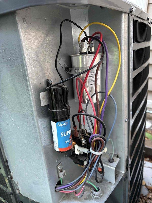 Completed comprehensive A/C maintenance on one Goodman condenser unit utilizing 410A refrigerant under 68-degree ambient conditions. Performed full system inspection including filter, thermostat operation, temperature differential measurement, condenser coil condition, motor operation, capacitor testing, compressor performance, refrigerant charge verification, and condensate drain functionality. Recommended 14x25x1 filter replacement for optimal airflow and contactor replacement due to wear; customer declined contactor service at this time and estimate was provided for future consideration. System operating within normal parameters and cooling effectively upon completion of maintenance service.