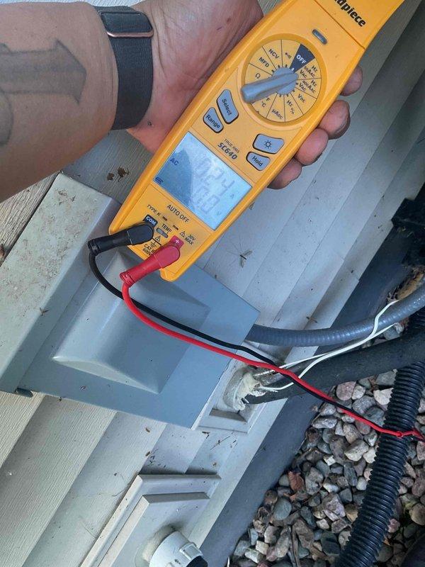 Completed scheduled AC tune-up and preventive maintenance on residential air conditioning system. Performed comprehensive electrical diagnostics using multimeter to verify capacitor function and electrical connections, inspected condenser unit components including capacitor mounting and wire terminals, and replaced air filter per maintenance agreement protocol. All electrical readings confirmed within normal operating parameters, system tested and left in proper working condition.