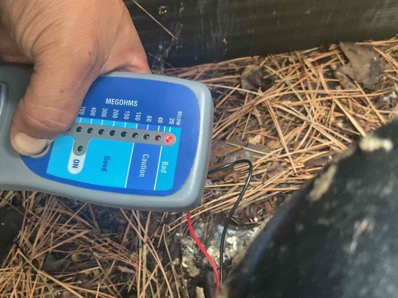 Responded to no cooling complaint and found system low on refrigerant with failed compressor. Performed insulation resistance test on compressor which confirmed electrical failure. Also discovered blown fuses in disconnect. Due to age and condition of equipment with multiple failed components, recommended and completed full system replacement of outdoor condensing unit.