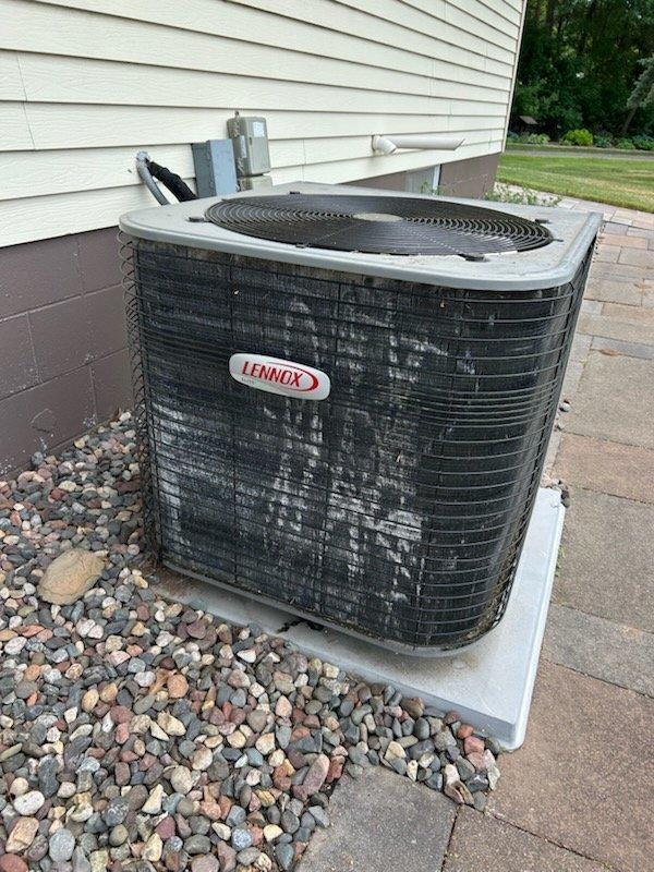 # No Cool Service Call - Lennox Air Conditioning Unit

Responded to a no cooling complaint on a 20-year-old Lennox air conditioning system. Upon arrival, confirmed the outdoor condensing unit was running but the system was not producing adequate cooling. 

Performed diagnostic testing and identified a failed high pressure safety switch preventing normal system operation. The high pressure switch is a critical safety component designed to protect the compressor from operating under excessive refrigerant pressure conditions, which can occur due to restricted airflow, overcharge, or system restrictions.

After diagnosing the faulty high pressure switch, temporarily bypassed the defective safety control to restore cooling function to the residence. Documented the equipment's age at approximately 20 years old, well beyond the typical 10-15 year service life expectancy for residential air conditioning equipment.

Provided comprehensive replacement estimates for a new air conditioning system,