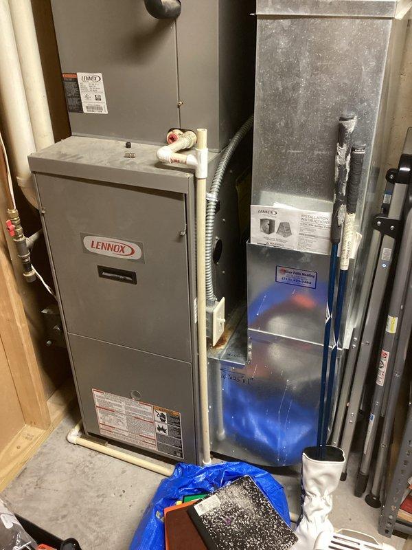 Responded to no cooling complaint on 10-year-old Lennox system with thermostat regulation issues following battery replacement. Diagnosed blown fuse on control board, replaced fuse, and verified system startup and proper operation. Customer confirmed system is now running correctly with normal cooling functionality restored.