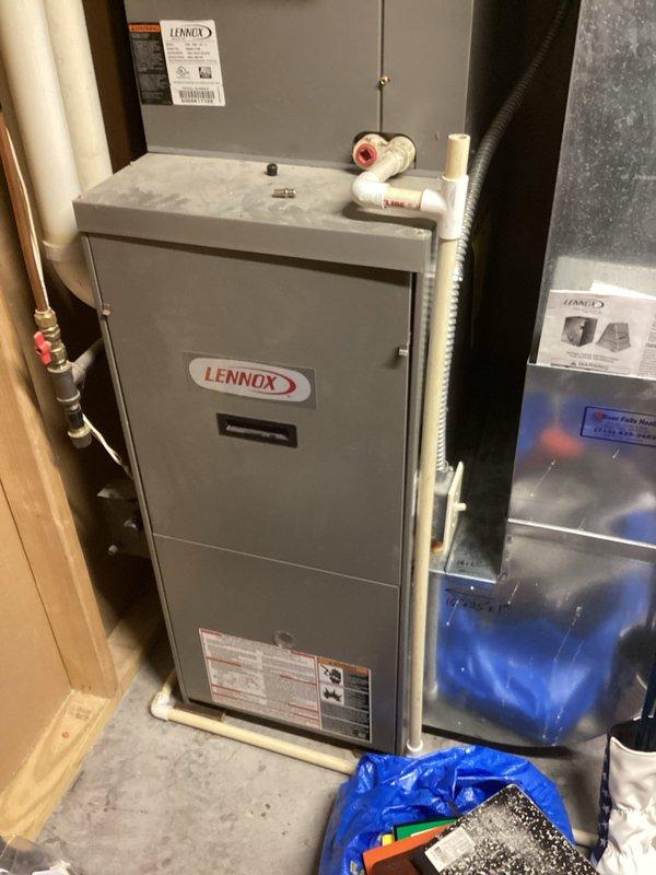 Responded to no cooling complaint on 10-year-old Lennox system with thermostat regulation issues following battery replacement. Diagnosed blown fuse on control board, replaced fuse, and verified system startup and proper operation. Customer confirmed system is now running correctly with normal cooling functionality restored.