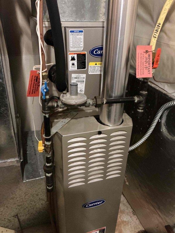Responded to no cooling complaint on 10+ year old Carrier air conditioning system. Upon inspection, diagnosed failed capacitor preventing compressor operation. Replaced defective capacitor with appropriate replacement unit, restoring cooling function. System tested and verified operational upon completion.