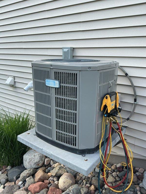 Performed comprehensive air conditioning tune-up on 8-year-old system. Tested and verified refrigerant charge levels within proper range. Inspected and tested compressor, fan motor, and contactor—all components operating within specifications. Identified failing capacitor reading out of acceptable range and replaced with new unit. Confirmed air conditioning system fully operational following capacitor replacement.

During routine inspection, discovered cracked heat exchanger in furnace located past the high limit switch, rendering the heating system unsafe for operation. Tagged furnace as inoperable due to safety hazard. Initiated warranty verification process for heat exchanger replacement and scheduled follow-up appointment to provide repair estimate and discuss furnace replacement options.