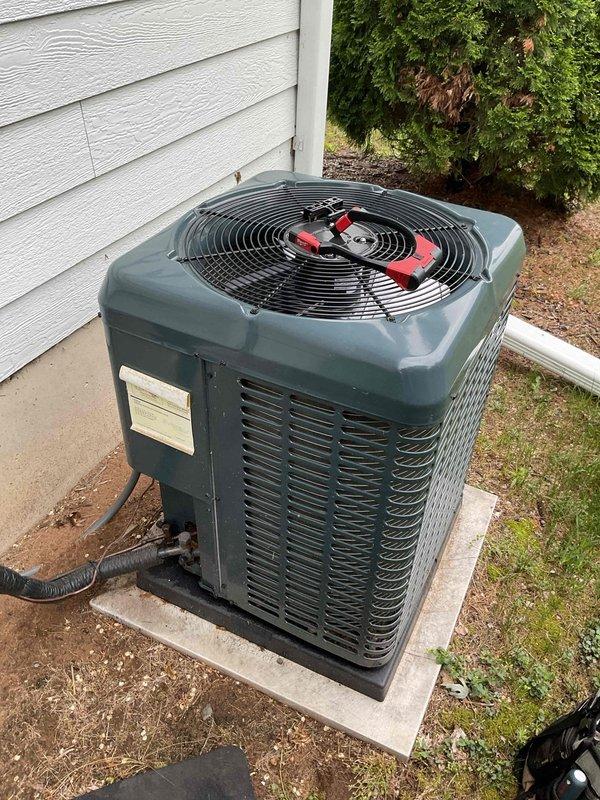 Responded to no cooling complaint on 3-year-old residential air conditioning system. Upon inspection, located refrigerant leak on condenser high-side line. Provided estimate for leak repair, system evacuation, and refrigerant recharge. Customer declined repair service and requested replacement options due to cost considerations relative to system age.