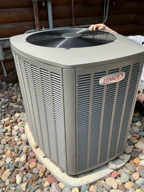 Completed comprehensive AC tune-up on 7-year-old Lennox system, including air filter replacement, evaporator drain verification, and condenser coil inspection. All electrical components tested within specification, unit achieved proper 20-degree temperature split upon startup. Diagnosed failed control board on Big Maxx propane garage heater preventing ignition spark; customer declined repair and requested replacement unit pricing.