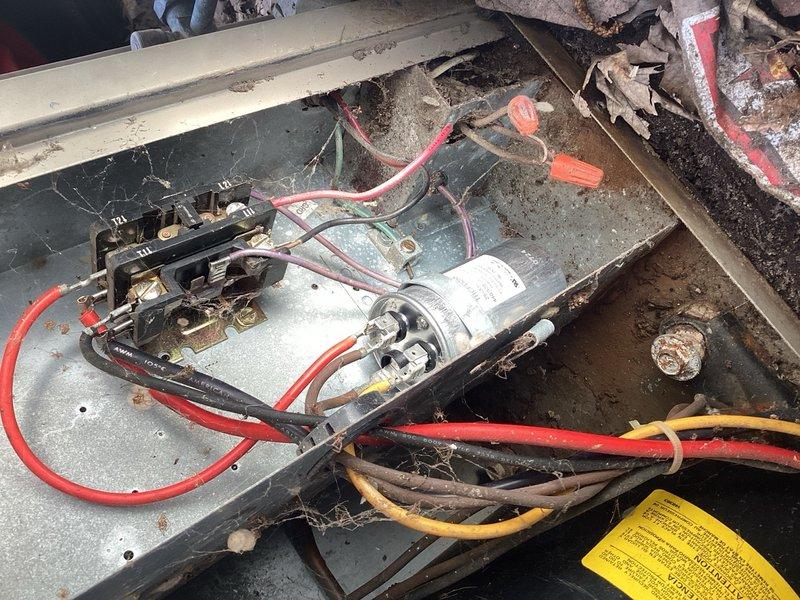 Responded to no cooling complaint on residential air conditioning system. Upon arrival, diagnosed failed 25/5 dual run capacitor on outdoor condensing unit. After obtaining approval, replaced defective capacitor and verified system operation. Post-repair testing revealed unit achieving only 10-degree temperature split, indicating low refrigerant charge of R-22. System age and condition, combined with refrigerant loss, warranted recommendation for leak detection service and system replacement evaluation. Provided estimates for repair options and full system upgrade due to aging equipment and obsolete refrigerant type.