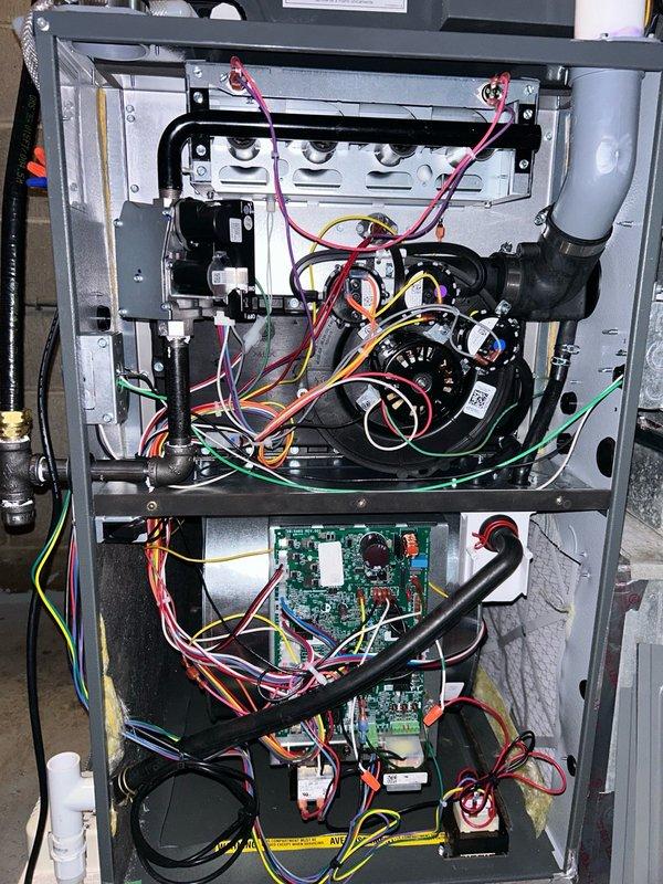 Responded to no-cooling complaint on newly installed A/C system that operated normally for 2-3 hours post-installation before failure. Confirmed thermostat calling for cooling, inspected and verified all low voltage and control wiring connections at indoor and outdoor units were properly terminated and secure. Inspected both control boards and confirmed all electrical connections intact. Control boards displaying fault codes A07 and A04 with flashing indicator lights on unit. Due to late hour, advised customer that extended diagnostic time is required to properly troubleshoot fault codes and identify root cause of system failure. Scheduled return visit to complete diagnostics and resolve cooling issue.