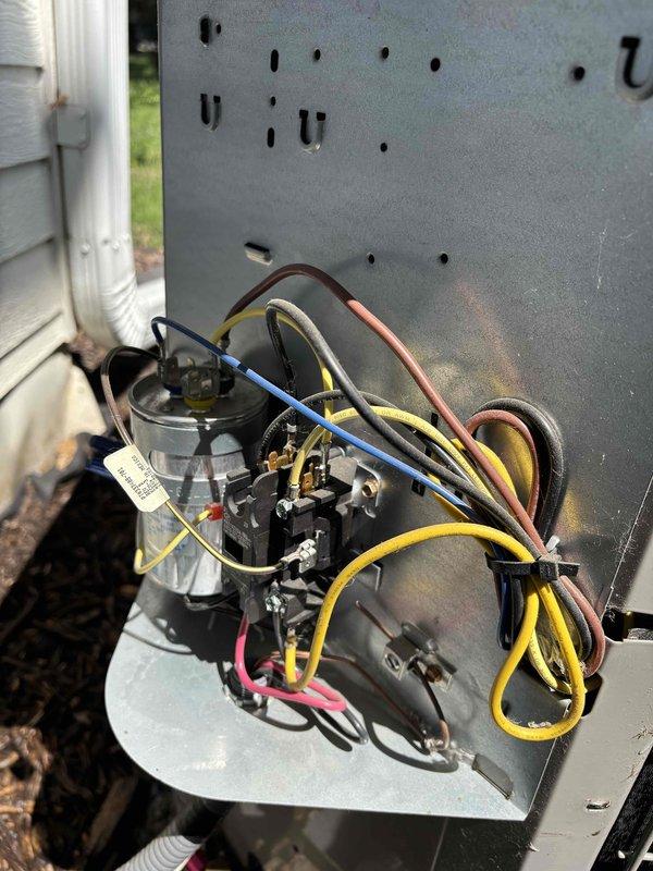 Completed comprehensive tune-up and maintenance on one 2-3 year old air conditioning condenser unit and one air exchanger unit. Performed full inspection of condenser system utilizing R-410A refrigerant with ambient temperature at 81 degrees. Inspected and evaluated air filter, thermostat operation, temperature differential, condenser unit, evaporator and condenser coils, blower motor, fan motor, dual run capacitor, contactor, compressor operation, refrigerant charge levels, and condensate drain system. All electrical connections, wiring, and components found secure and functioning properly. Cleaned and serviced air exchanger unit including filter replacement, intake and exhaust vent cleaning, and operational verification. System analysis indicates refrigerant charge may be slightly below optimal levels, though unit is maintaining adequate cooling performance and temperature drop across evaporator coil remains within acceptable range. Both condenser and air exchanger units are currentl