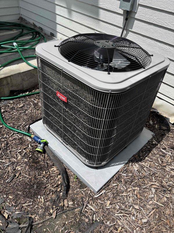 Completed comprehensive tune-up and maintenance on one 2-3 year old air conditioning condenser unit and one air exchanger unit. Performed full inspection of condenser system utilizing R-410A refrigerant with ambient temperature at 81 degrees. Inspected and evaluated air filter, thermostat operation, temperature differential, condenser unit, evaporator and condenser coils, blower motor, fan motor, dual run capacitor, contactor, compressor operation, refrigerant charge levels, and condensate drain system. All electrical connections, wiring, and components found secure and functioning properly. Cleaned and serviced air exchanger unit including filter replacement, intake and exhaust vent cleaning, and operational verification. System analysis indicates refrigerant charge may be slightly below optimal levels, though unit is maintaining adequate cooling performance and temperature drop across evaporator coil remains within acceptable range. Both condenser and air exchanger units are currentl