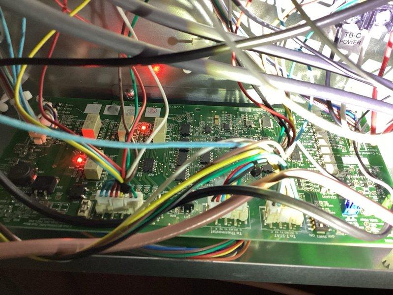 Responded to callback for system not cooling to temperature following previous no-cool service call and thermostat replacement. Upon arrival, verified thermostat was properly sending signal to A-coil controller relay board, but relay board was failing to send voltage to furnace to initiate cooling cycle. Physically tapped relay board, which temporarily restored system operation, confirming intermittent relay board failure. Advised homeowner that replacement relay board will be ordered and return visit scheduled upon arrival of part to complete repair.