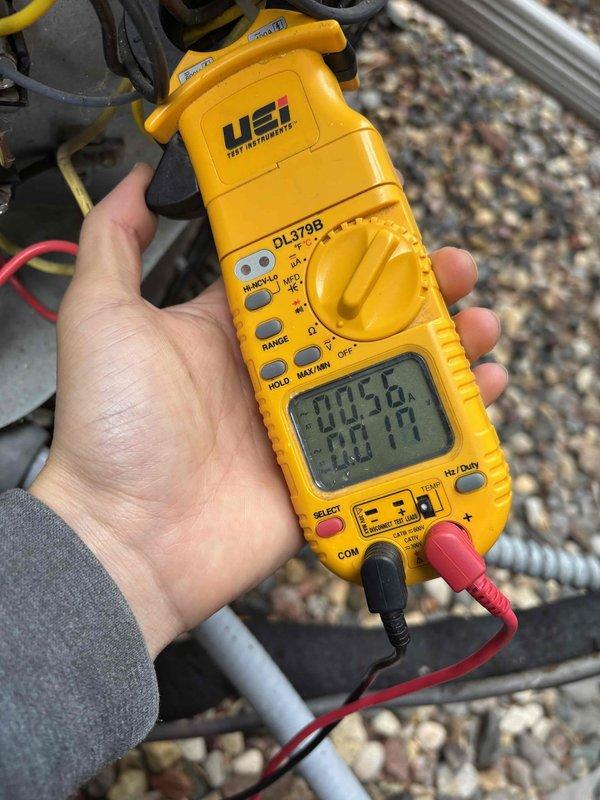 Performed comprehensive A/C maintenance on single condenser unit with R-410A refrigerant in 65-degree ambient conditions. Inspection included filter, thermostat operation, temperature differential, condenser coil condition, motors, capacitors, compressor function, refrigerant charge level, and condensate drain system. System found to be low on refrigerant charge indicating potential leak in refrigeration circuit. Presented repair options for refrigerant leak and recharge, which homeowner declined. Comfort advisor consultation scheduled for system replacement evaluation.