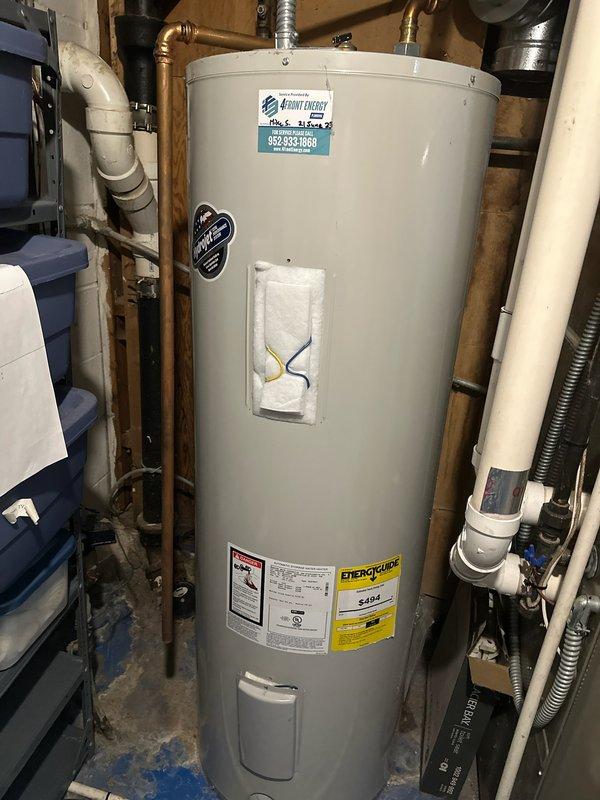 Responded to service call for tanked water heater producing hot water for only 10 minutes before stopping. Upon inspection, found the unit was intermittently shutting itself off due to inconsistent temperature settings between the upper and lower heating elements. Adjusted both thermostats to matching temperature levels to restore proper operation and ensure consistent hot water delivery throughout the home.
