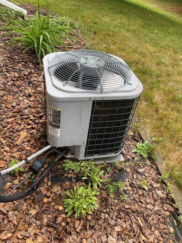 Completed routine Family Rewards cooling maintenance visit on 2013 air conditioning system. Performed comprehensive AC tune-up including filter replacement, condenser coil washing, and full component inspection. System operating properly with 21° temperature drop across evaporator coil, indicating optimal performance. Recommended installation of water detection device near furnace condensate pump to prevent potential basement flooding in event of pump failure.