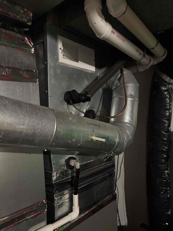 Completed annual cooling maintenance on one R-410A air conditioning system with outside ambient temperature at 64 degrees. Performed comprehensive inspection and tune-up including filter check, thermostat operation verification, temperature drop measurement, condenser unit inspection, coil examination, motor and capacitor testing, compressor assessment, refrigerant level verification, and condensate drain inspection. All components tested within normal operating parameters and system is functioning properly at time of service completion.