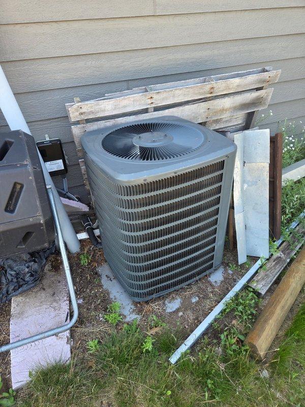 Performed preventive maintenance on both furnace and air conditioning system. Inspected and cleaned furnace components including flame sensor and condensate trap. Checked ignitor operation, safety switches, air filter condition, gas pressure, inducer motor, blower assembly, and heat exchanger integrity. Identified rusted burners causing hard ignition and difficult lighting. Cleaned outdoor condenser coil and performed routine inspection of air conditioning components despite adverse weather conditions limiting full system evaluation. Customer reported squealing noise from indoor unit during AC shutdown cycle. Provided estimate for burner replacement to resolve ignition issues and restore proper furnace operation.