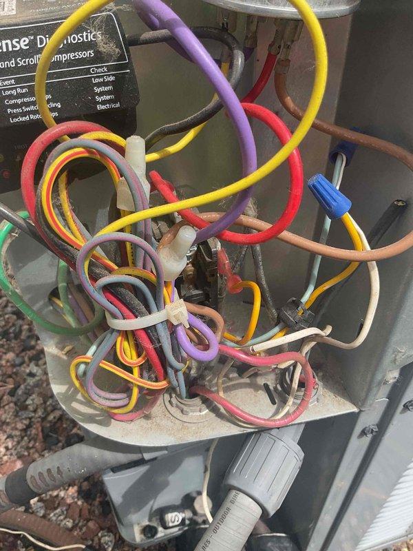 Completed comprehensive AC tune-up for agreement member, including full system inspection and diagnostics of scroll compressor unit. Inspected electrical connections, wiring harness, and control panel components; all connections found secure and operational. Advised customer that air filter requires replacement and hinge-style filter needs attention for optimal system performance.