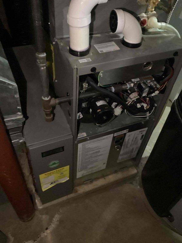 Completed comprehensive air conditioning tune-up on 7-year-old residential HVAC system. Performed standard maintenance procedures including inspection of furnace unit, air handler, refrigerant lines, condensate drainage system, and ductwork. All components inspected and found to be operating within normal parameters with no deficiencies noted. System running as designed with proper airflow and temperature differential measurements recorded.