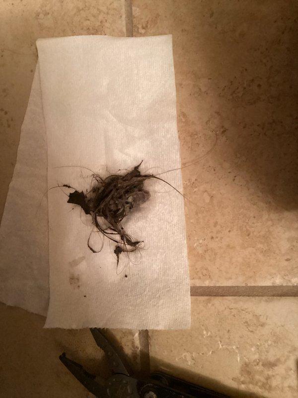 Responded to a clogged bathtub drain caused by accumulated hair buildup. Manually removed the drain stopper assembly and extracted the hair blockage from the drain line, restoring proper drainage. Verified water flow and confirmed the fixture was functioning correctly upon completion.