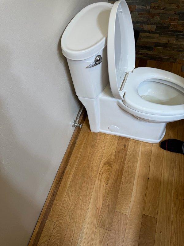 Responded to customer request for toilet drain relocation estimate. Arrived on-site after 3:30 PM as scheduled and performed assessment of existing toilet installation and current drain line configuration. Evaluated feasibility of relocating toilet drain several feet from current position in residential bathroom. Documented existing conditions including current toilet placement, flooring type, wall construction, and drainage system access points through photographic documentation. Estimate for drain relocation work to be provided to customer following site evaluation.