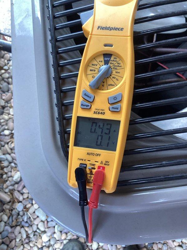 Completed routine AC maintenance visit on a 20-year-old air conditioning system as part of recurring maintenance agreement. Performed comprehensive tune-up including temperature and amperage diagnostics using digital thermometer and clamp meter. System operational but noted elevated amp draw and excessive noise levels consistent with age-related wear, indicating unit is nearing end of service life and replacement should be considered in near future.