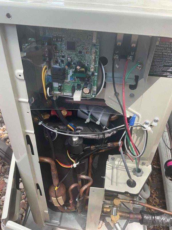 Completed annual cooling system maintenance visit on residential heat pump unit. Performed comprehensive tune-up inspection of outdoor condensing unit and internal components, including control board, compressor, refrigerant lines, and electrical connections. Replaced dirty air filter and verified all system components operating within normal parameters with no current issues identified.